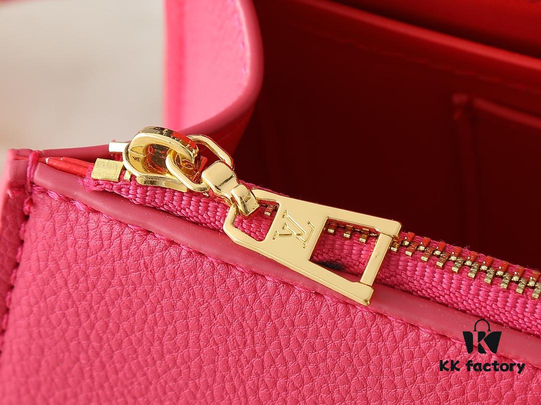 Upgraded Original M21590 M59090 Twist One Handle BB Handbag crafted from deeply dyed Taurillon leather, featuring a top single handle and the iconic LV Twist turn-lock flap closure. The contrast-color leather lining adds a fashionable touch, suitable for crossbody, shoulder, or handheld wear.