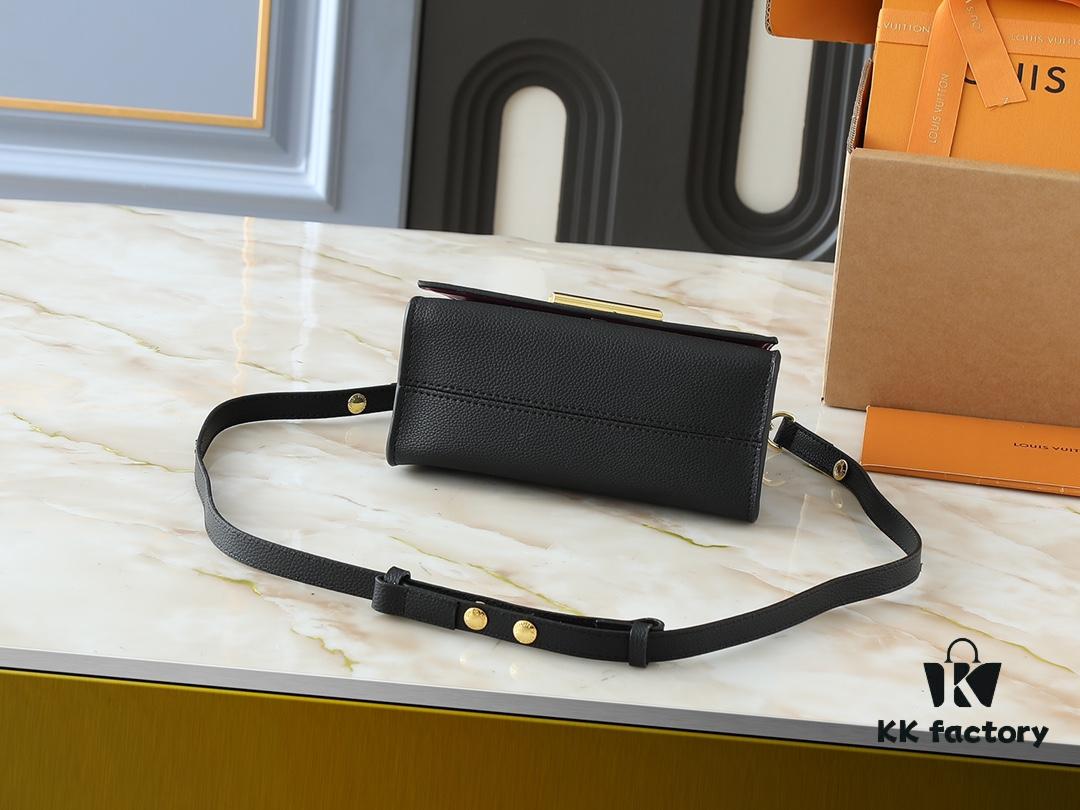 Upgraded Original M21590 M59090 Twist One Handle BB Bag Crafted from Deep-Dyed Taurillon Leather with Top Single Handle and Iconic LV Twist Lock Flap, Contrasting Leather Lining Adds a Touch of Fashion, Ideal for Crossbody, Shoulder, or Hand Carry