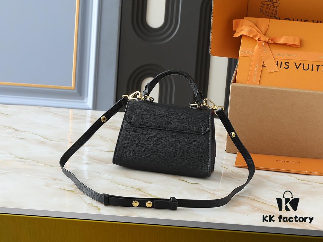 Upgraded Original M21590 M59090 Twist One Handle BB Bag Crafted from Deep-Dyed Taurillon Leather with Top Single Handle and Iconic LV Twist Lock Flap, Contrasting Leather Lining Adds a Touch of Fashion, Ideal for Crossbody, Shoulder, or Hand Carry