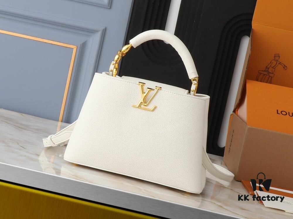 Mini Capucines Bag with Refined Monogram Flower on Handles, Crafted in Full-Grain Taurillon Leather