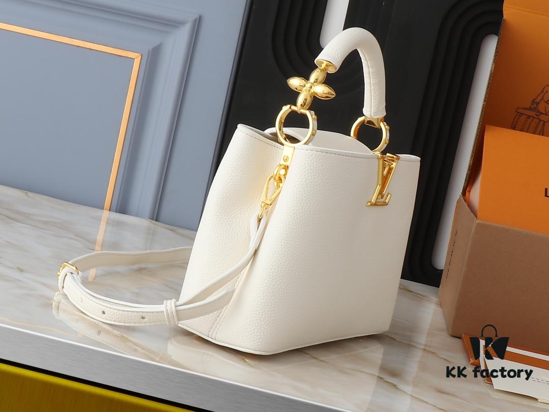 Mini Capucines Bag with Refined Monogram Flower on Handles, Crafted in Full-Grain Taurillon Leather