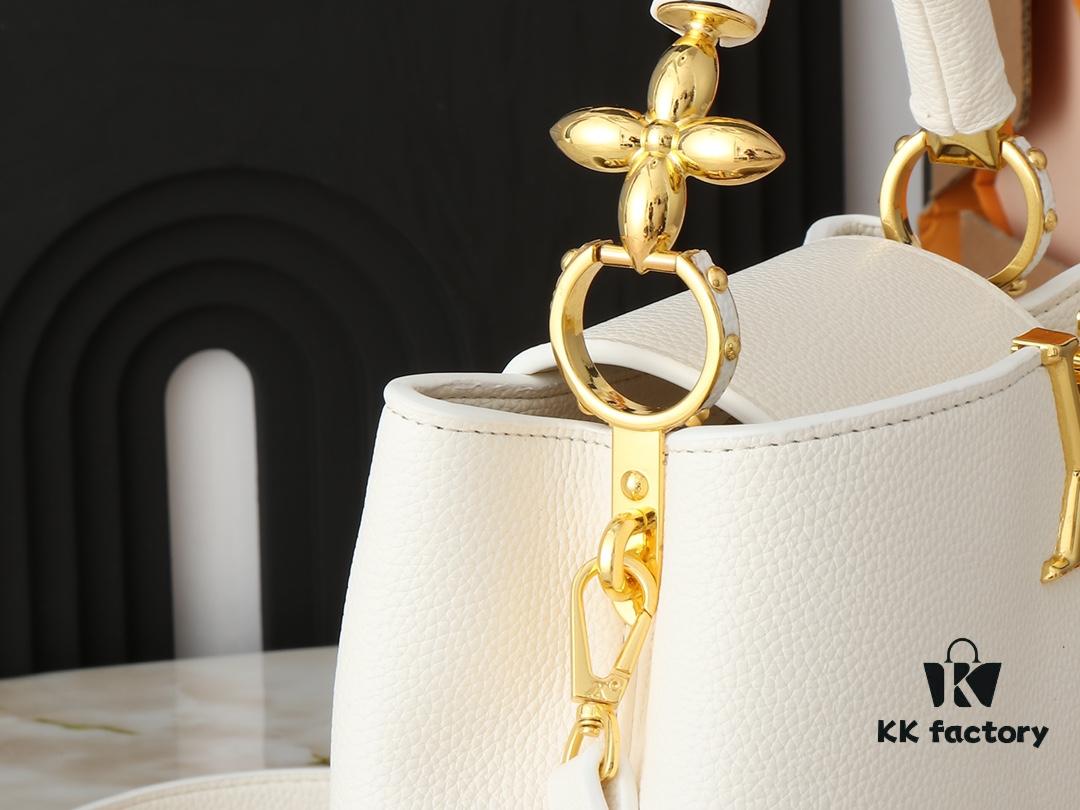 Mini Capucines Bag with Refined Monogram Flower on Handles, Crafted in Full-Grain Taurillon Leather