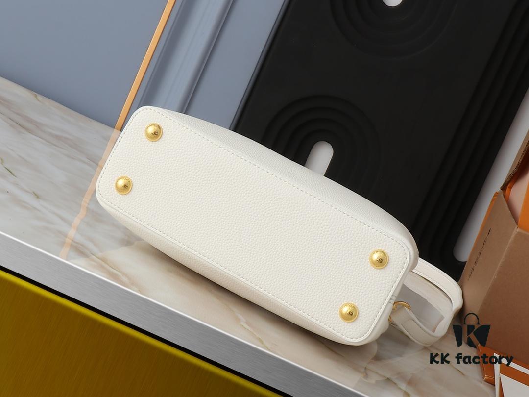 Mini Capucines Bag with Refined Monogram Flower on Handles, Crafted in Full-Grain Taurillon Leather