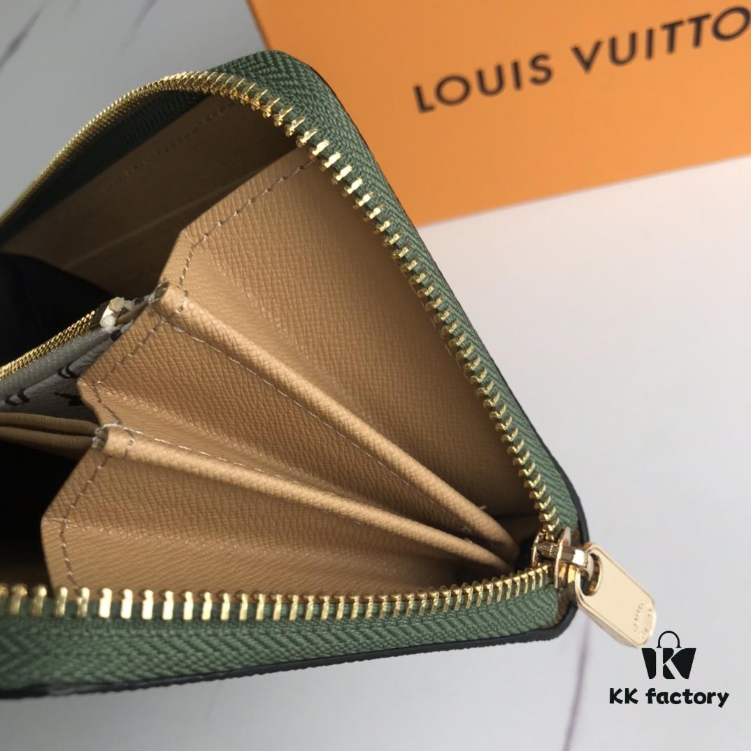 Top Quality Original 💎 M60017 Green and White ZIppy Coin Purse, Monogram Canvas Zip-around Wallet