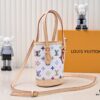 M81489 M13619 LV Longshang Village White Tricolor Upgrade Nano Bucket Bag from Match Series