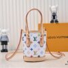 M81489 M13619 LV Longshang Village White Tricolor Upgrade Nano Bucket Bag from Match Series