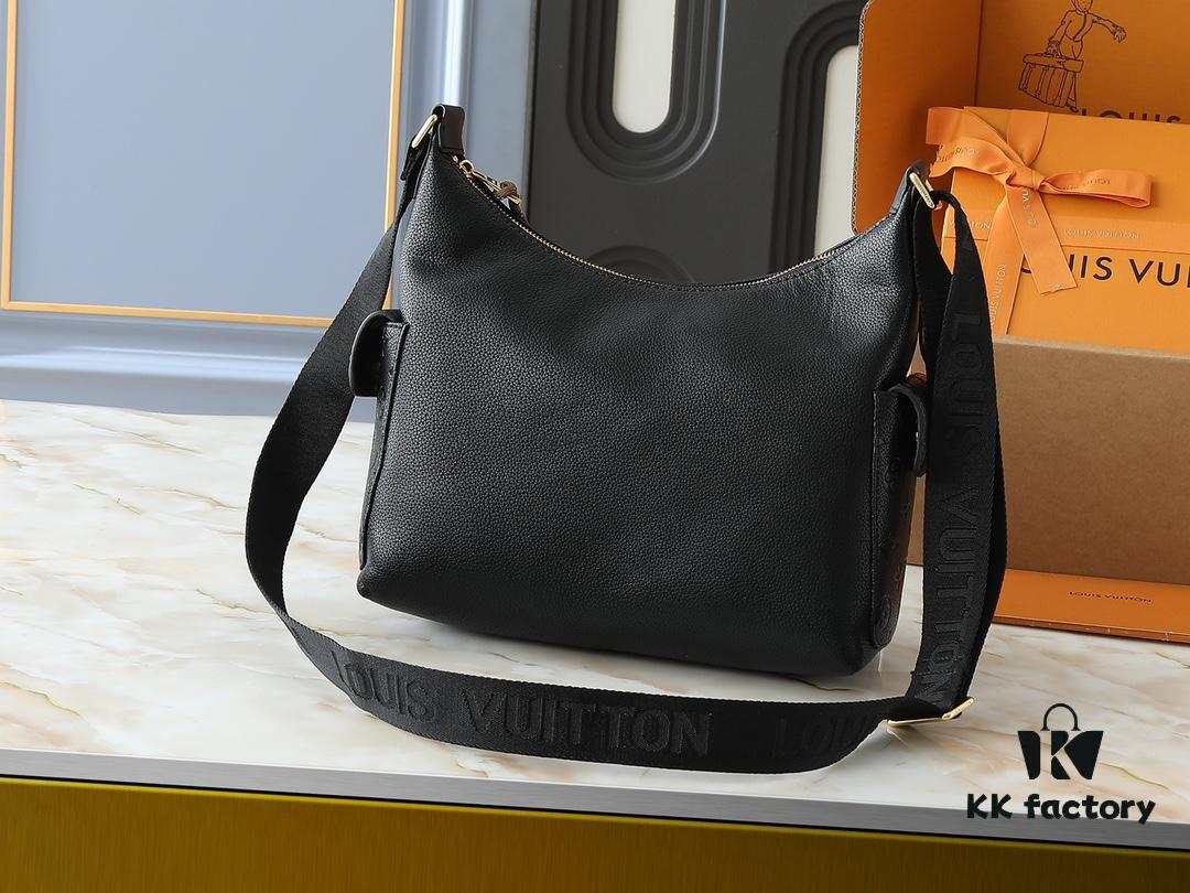 Upgraded Original M12697 Full Leather Khaki Monogram Bag with Fabric Pattern, Classic Canvas with Wide Adjustable Strap