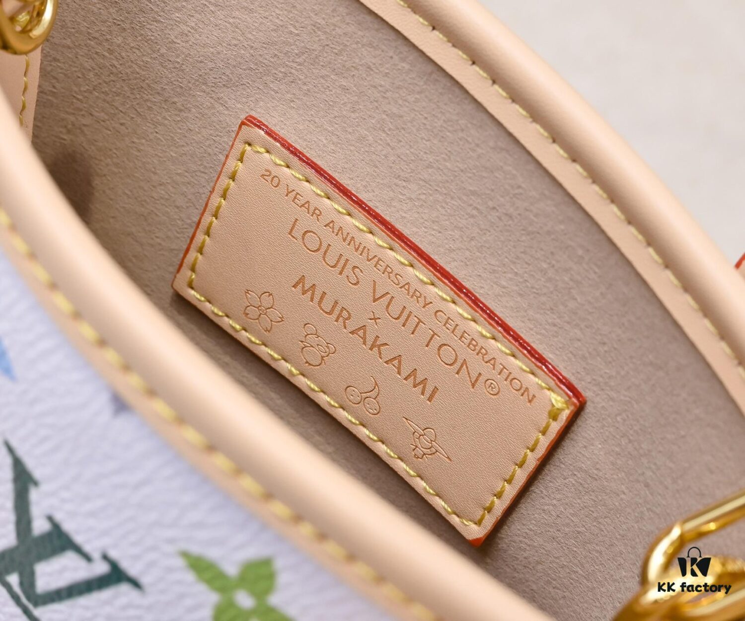 M81489 M13619 LV Longshang Village White Tricolor Upgrade Nano Bucket Bag from Match Series