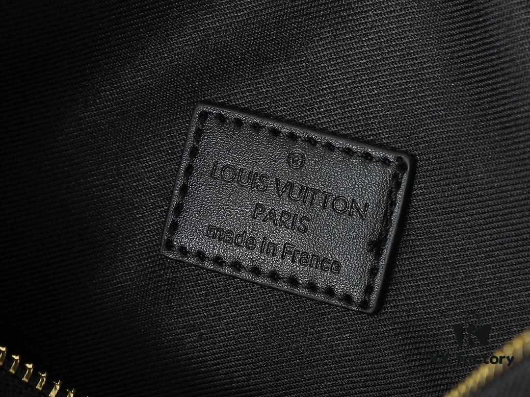 Upgraded Original M12697 Full Leather Khaki Monogram Bag with Fabric Pattern, Classic Canvas with Wide Adjustable Strap