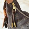 Upgraded Original M12697 Full Leather Khaki Monogram Bag with Floral Fabric, Classic Canvas with Wide Adjustable Strap