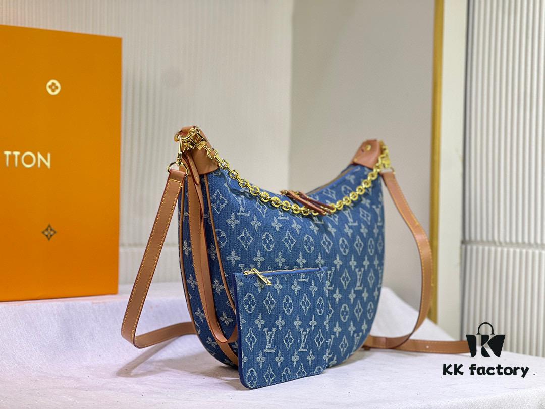 Upgraded Version ⬇️ M46311 Denim Jean Large Moon Bag Lv Marel Vintage Handbag