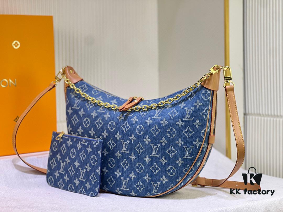 Upgraded Version ⬇️ M46311 Denim Jean Large Moon Bag Lv Marel Vintage Handbag