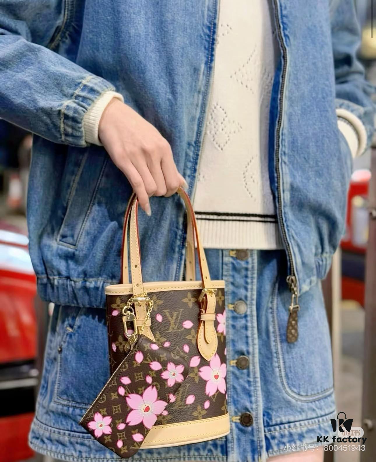 M81489 Lv Village Cherry Blossom Upgraded Nano Bucket Bag from Match Collection