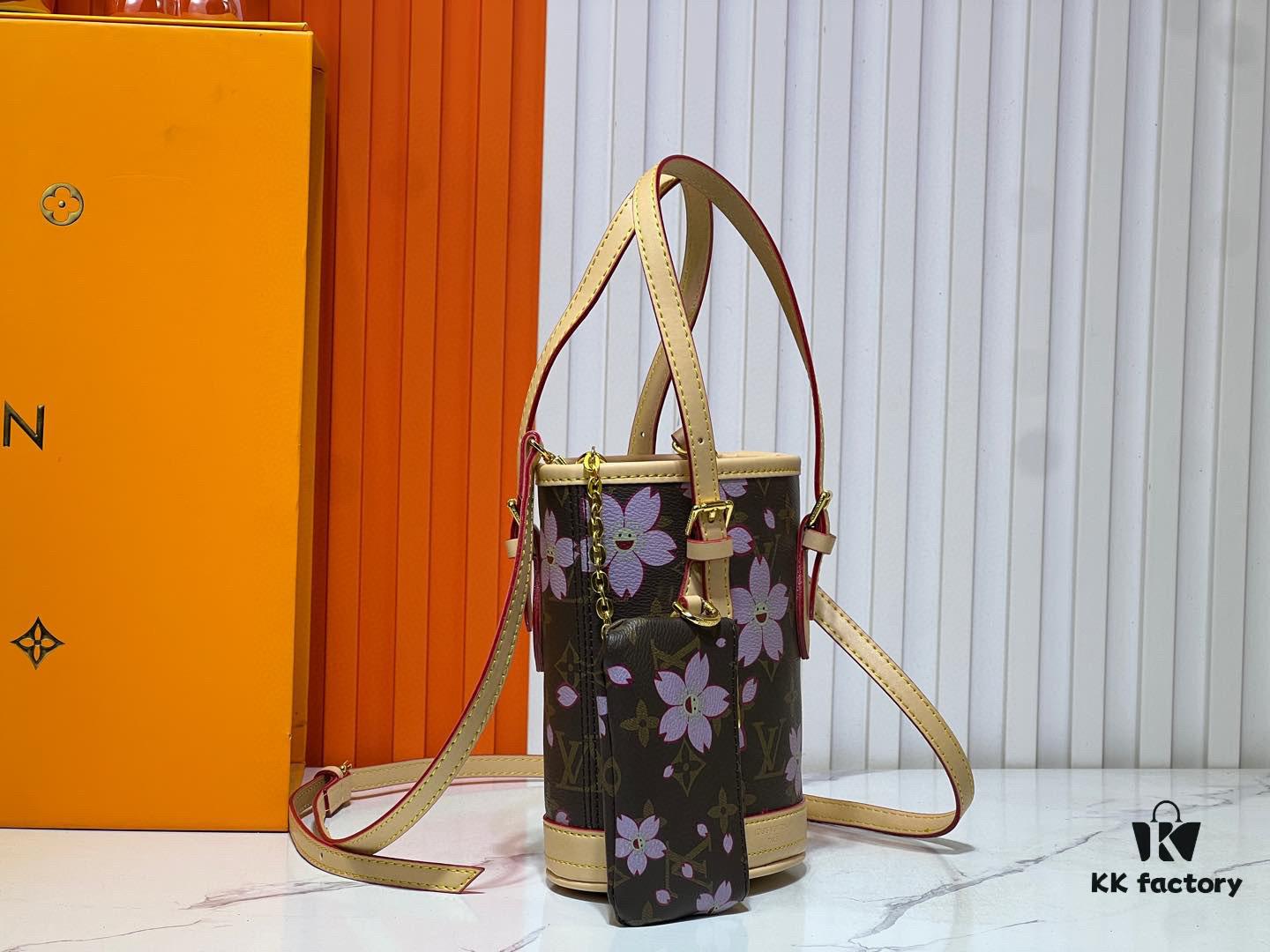 M81489 Lv Longshang Village Cherry Blossom Upgraded Nano Bucket Bag from Match Series