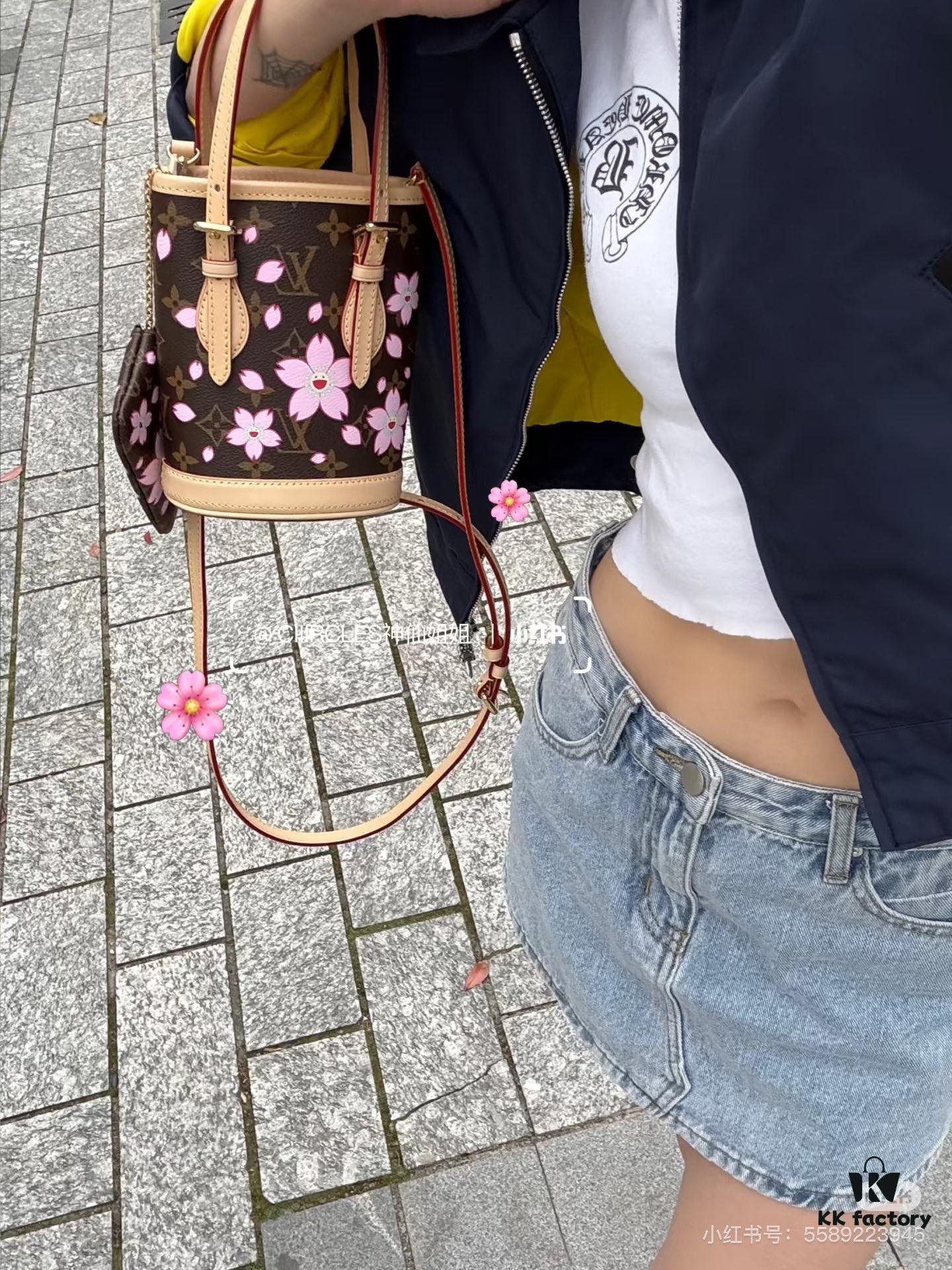 M81489 Lv Village Cherry Blossom Upgraded Nano Bucket Bag from Match Collection