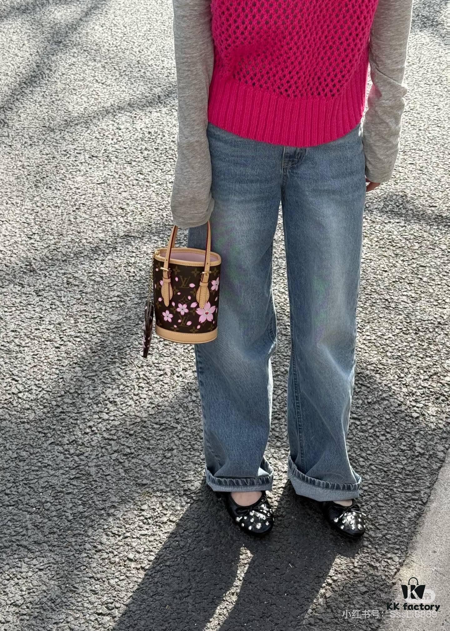 M81489 Lv Village Cherry Blossom Upgraded Nano Bucket Bag from Match Collection