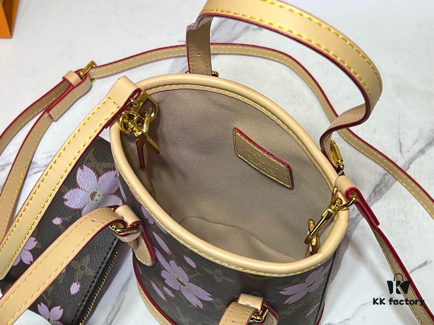 M81489 Lv Longshang Village Cherry Blossom Upgraded Nano Bucket Bag from Match Series