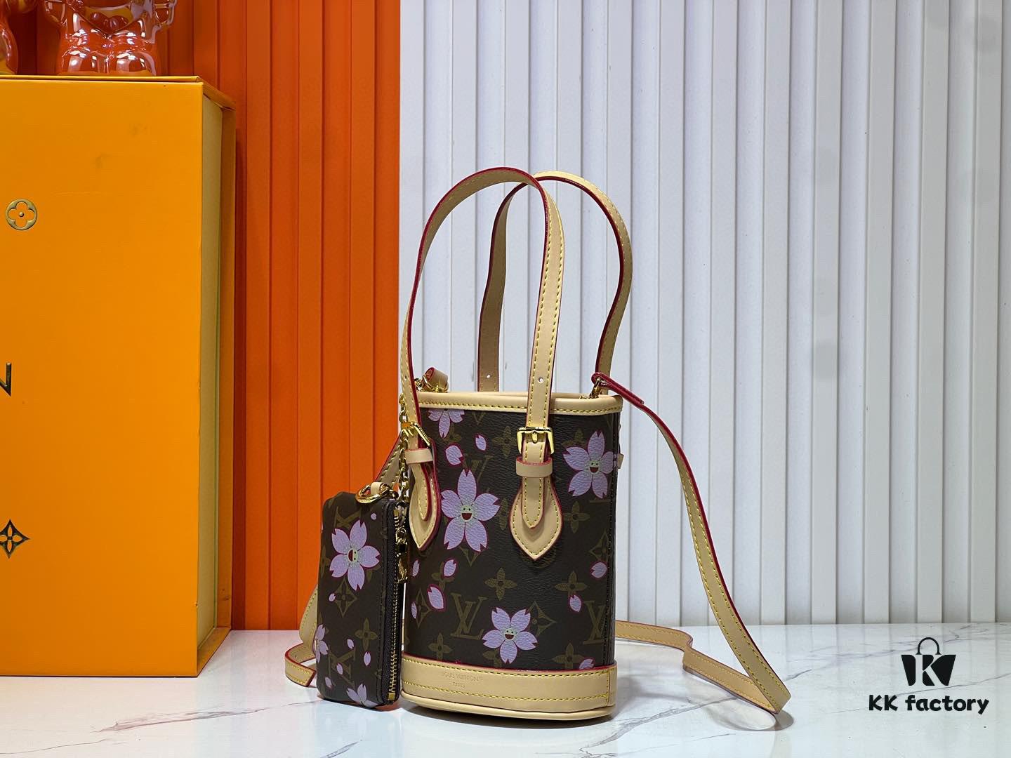 M81489 Lv Longshang Village Cherry Blossom Upgraded Nano Bucket Bag from Match Series