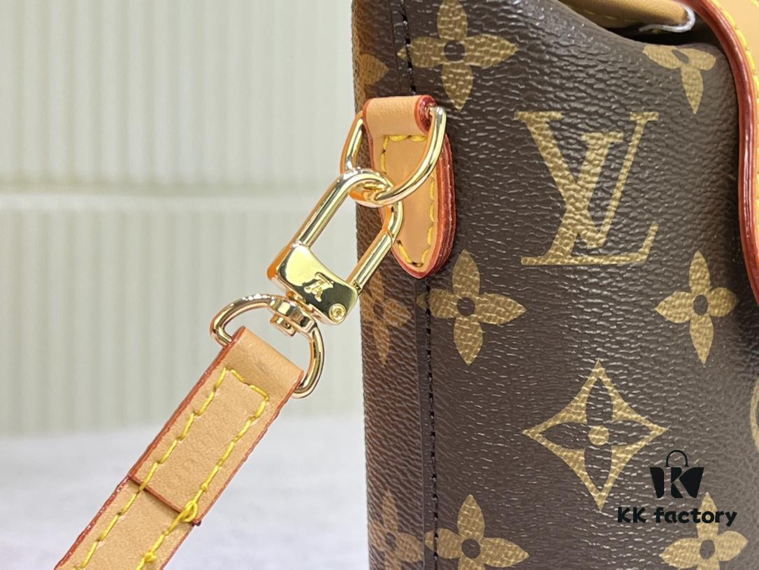 Quality Upgrade 🔥 Exclusive Real Shot M80874 Vintage Mini Ice Cream Cone Bag 2022 Latest Fold Me Mini with Magnetic Clasp Design, Incorporating LV Hardware Elements, Compact and Exquisite Unisex Leather Bag