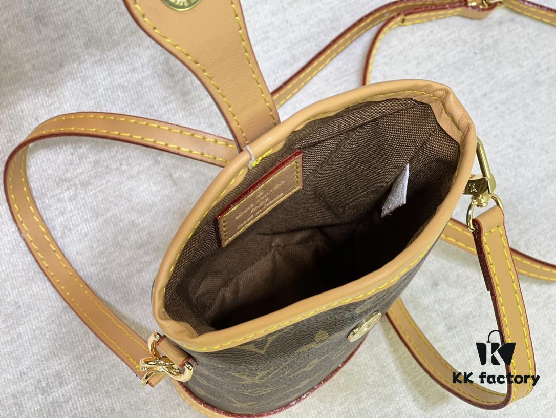 Quality Upgrade 🔥 Exclusive Real Shot M80874 Vintage Mini Ice Cream Cone Bag 2022 Latest Fold Me Mini with Magnetic Clasp Design, Incorporating LV Hardware Elements, Compact and Exquisite Unisex Leather Bag