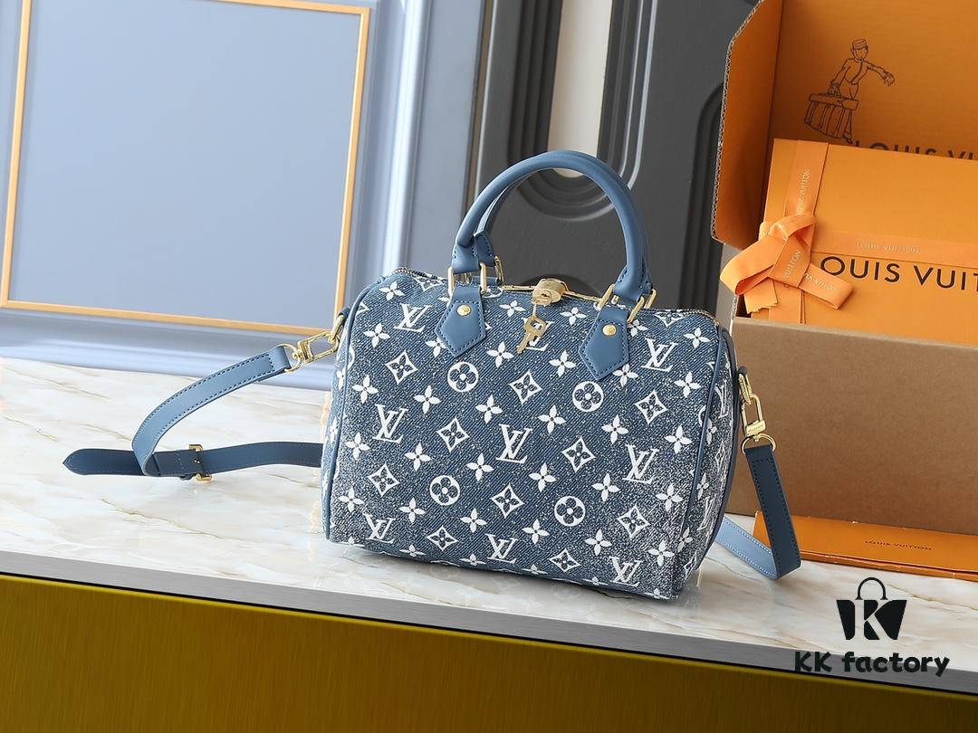 Upgraded Original M46736 M59273 M58947 M21464 M59609 Speedy Bandoulière 25 Handbag, Strikingly Reintroduced in the 2021 Fall Wild at Heart Capsule Collection, Featuring Oversized LV Letter Embossing on Monogram Empreinte Leather, with a Detachable Shoulder Strap Offering Crossbody Wear