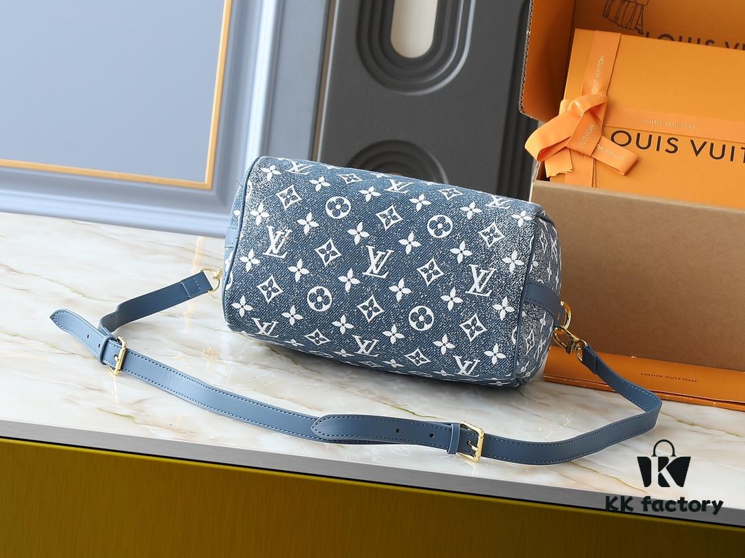 Upgraded Original M46736 M59273 M58947 M21464 M59609 Speedy Bandoulière 25 Handbag, Strikingly Reintroduced in the 2021 Fall Wild at Heart Capsule Collection, Featuring Oversized LV Letter Embossing on Monogram Empreinte Leather, with a Detachable Shoulder Strap Offering Crossbody Wear