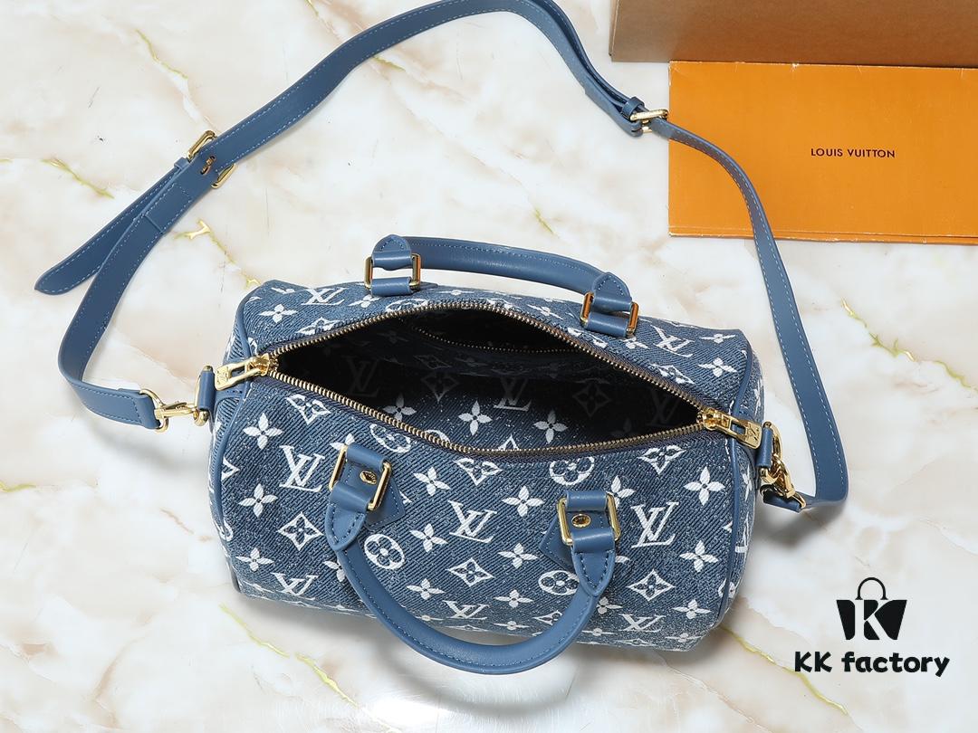 Upgraded Original M46736 M59273 M58947 M21464 M59609 Speedy Bandoulière 25 Handbag, Strikingly Reintroduced in the 2021 Fall Wild at Heart Capsule Collection, Featuring Oversized LV Letter Embossing on Monogram Empreinte Leather, with a Detachable Shoulder Strap Offering Crossbody Wear