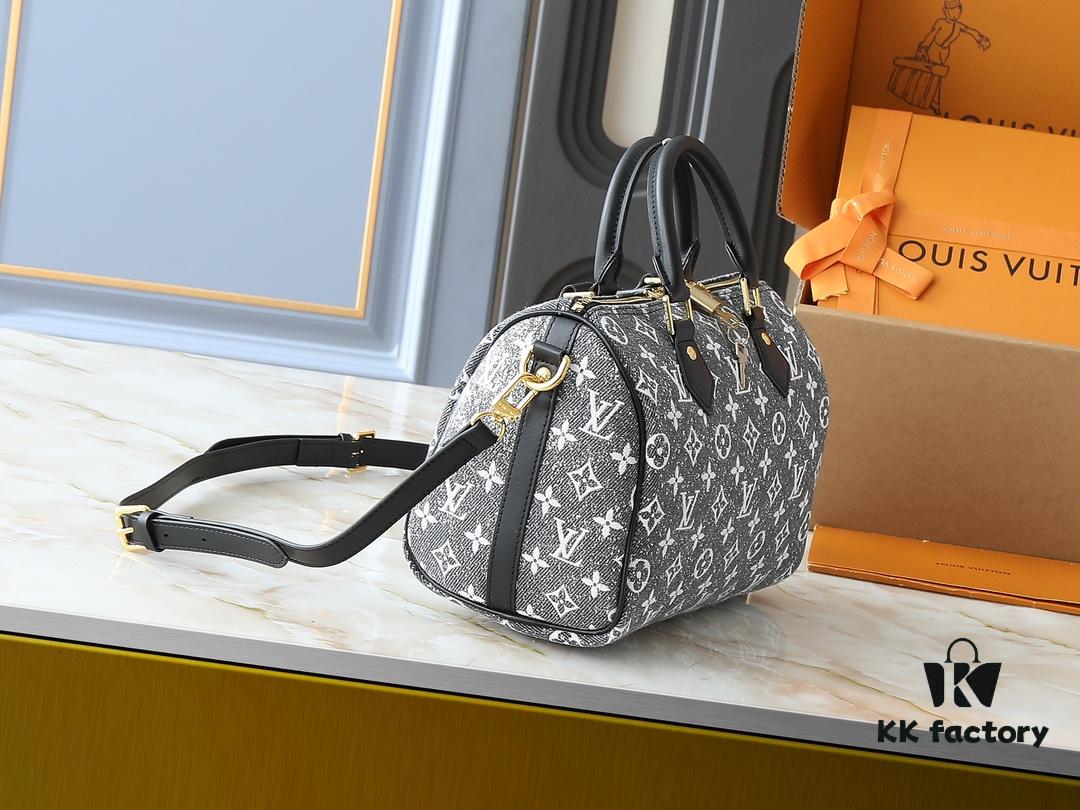 Upgraded Original M46736 M59273 M58947 M21464 M59609 Speedy Bandoulière 25 Handbag, Striking Reappearance in the 2021 Fall Wild at Heart Capsule Collection, Featuring Oversized LV Embossing on Monogram Empreinte Leather, with Detachable Shoulder Strap for Crossbody Wear