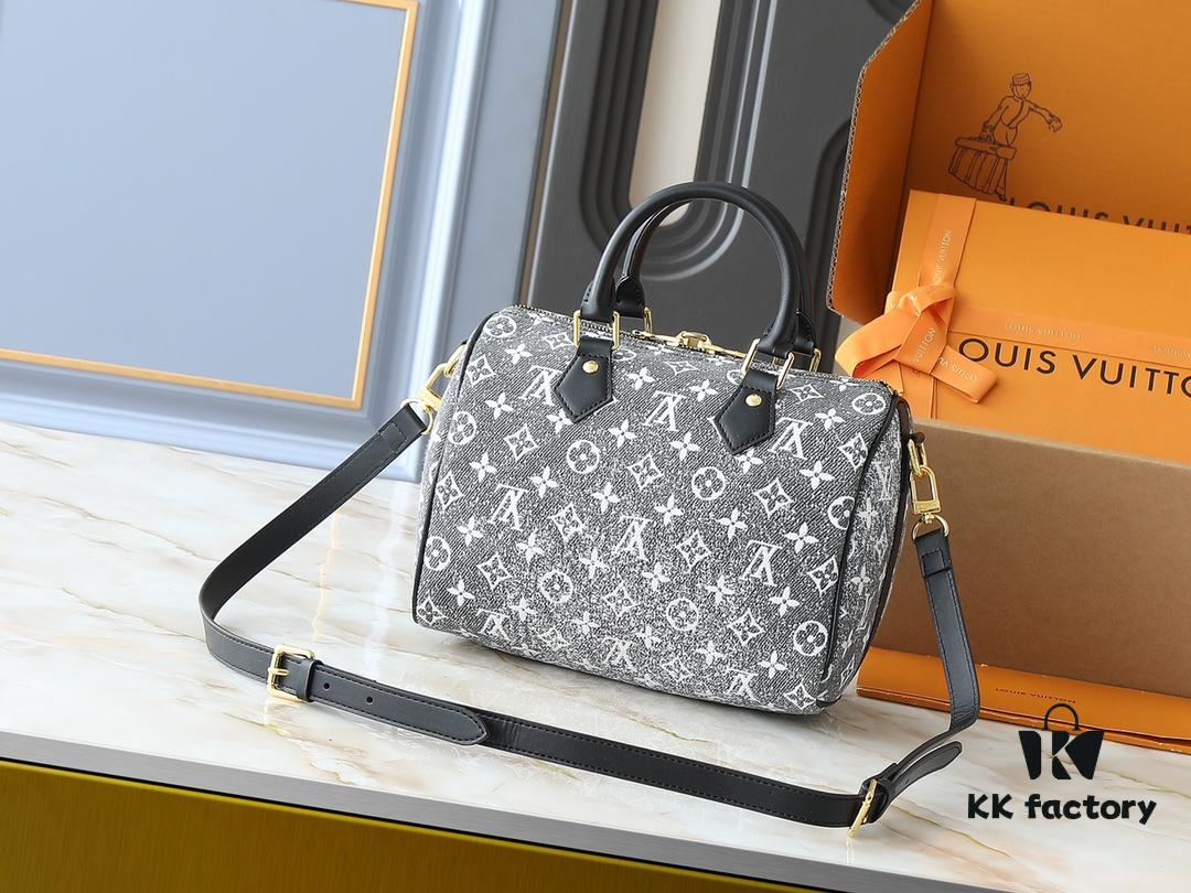 Upgraded Original M46736 M59273 M58947 M21464 M59609 Speedy Bandoulière 25 Handbag, Striking Reappearance in the 2021 Fall Wild at Heart Capsule Collection, Featuring Oversized LV Embossing on Monogram Empreinte Leather, with Detachable Shoulder Strap for Crossbody Wear