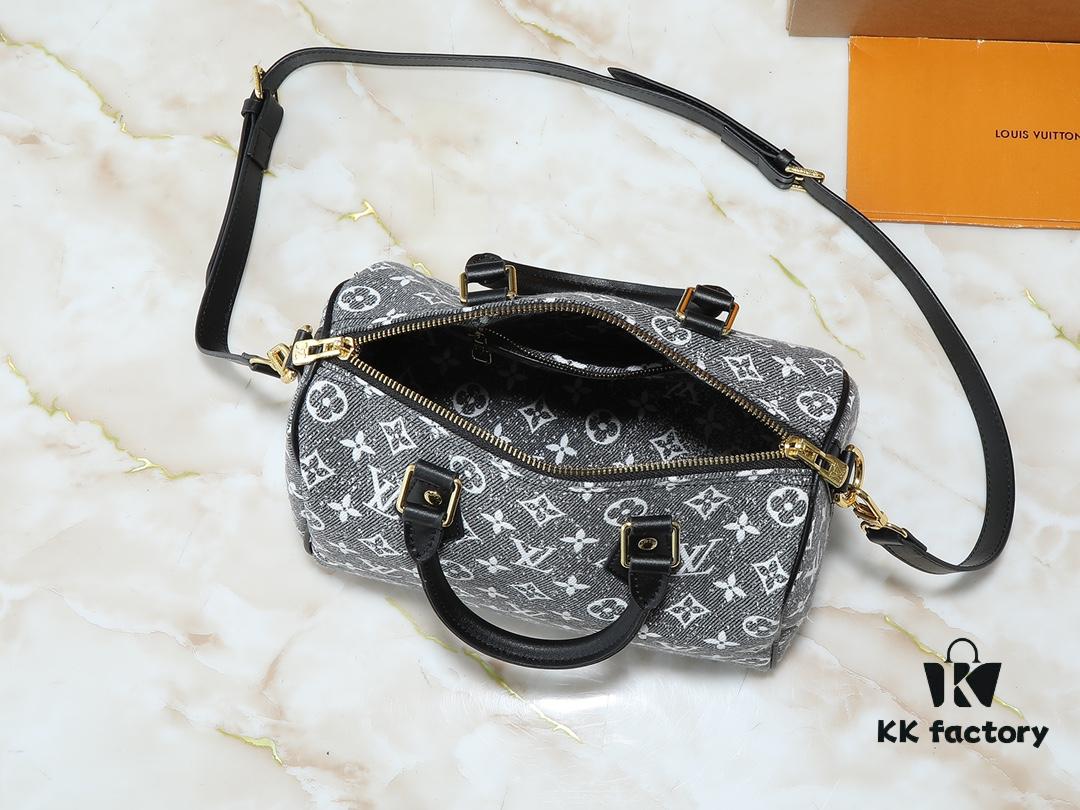 Upgraded Original M46736 M59273 M58947 M21464 M59609 Speedy Bandoulière 25 Handbag, Striking Reappearance in the 2021 Fall Wild at Heart Capsule Collection, Featuring Oversized LV Embossing on Monogram Empreinte Leather, with Detachable Shoulder Strap for Crossbody Wear