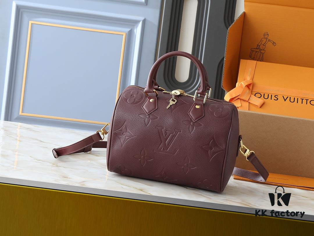 Upgraded Original M46736 M59273 M58947 M21464 M59609 Speedy Bandoulière 25 Handbag Reimagined in the 2021 Fall Wild at Heart Capsule Collection, Featuring Oversized LV Embossing on Monogram Empreinte Leather, with Detachable Strap for Crossbody Wear