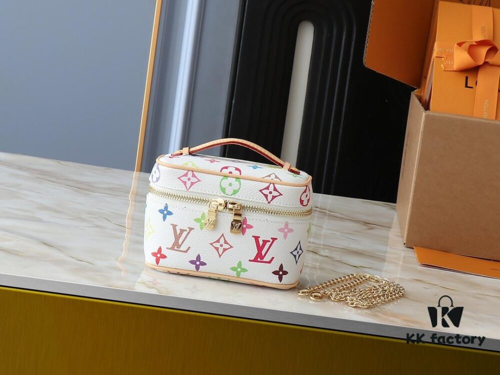 Upgraded Original M13747 M44495 M44936 M42263 LV Takashi Murakami Nice Mini Nano Pouch with Monogram Print in 33 Vibrant Colors, 2025 LV x Takashi Murakami Collaboration White Tricolor and Black Tricolor Twelve-Section Series, Popular Worldwide Among Celebrities