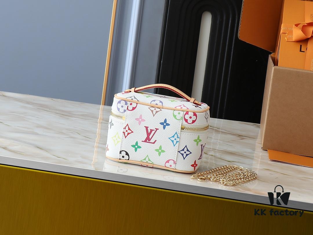 Upgraded Original M13747 M44495 M44936 M42263 LV Takashi Murakami Nice Mini Nano Pouch with Monogram Print in 33 Vibrant Colors, 2025 LV x Takashi Murakami Collaboration White Tricolor and Black Tricolor Twelve-Section Series, Popular Worldwide Among Celebrities