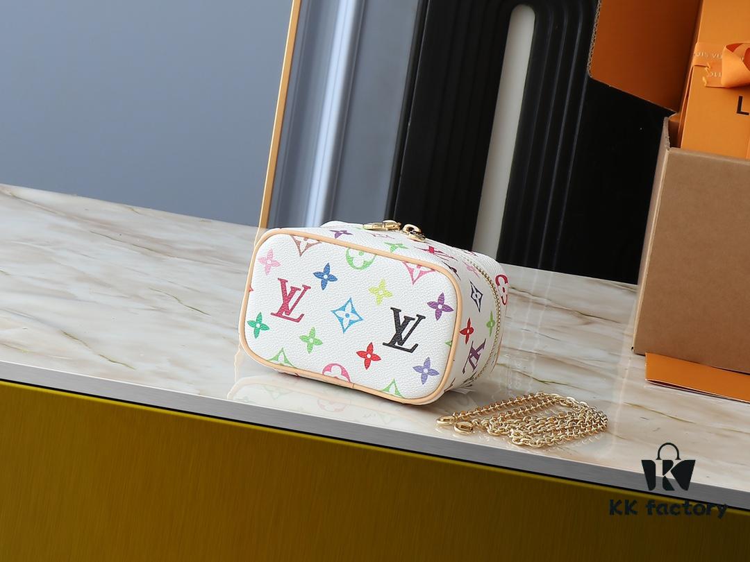 Upgraded Original M13747 M44495 M44936 M42263 LV Takashi Murakami Nice Mini Nano Pouch with Monogram Print in 33 Vibrant Colors, 2025 LV x Takashi Murakami Collaboration White Tricolor and Black Tricolor Twelve-Section Series, Popular Worldwide Among Celebrities