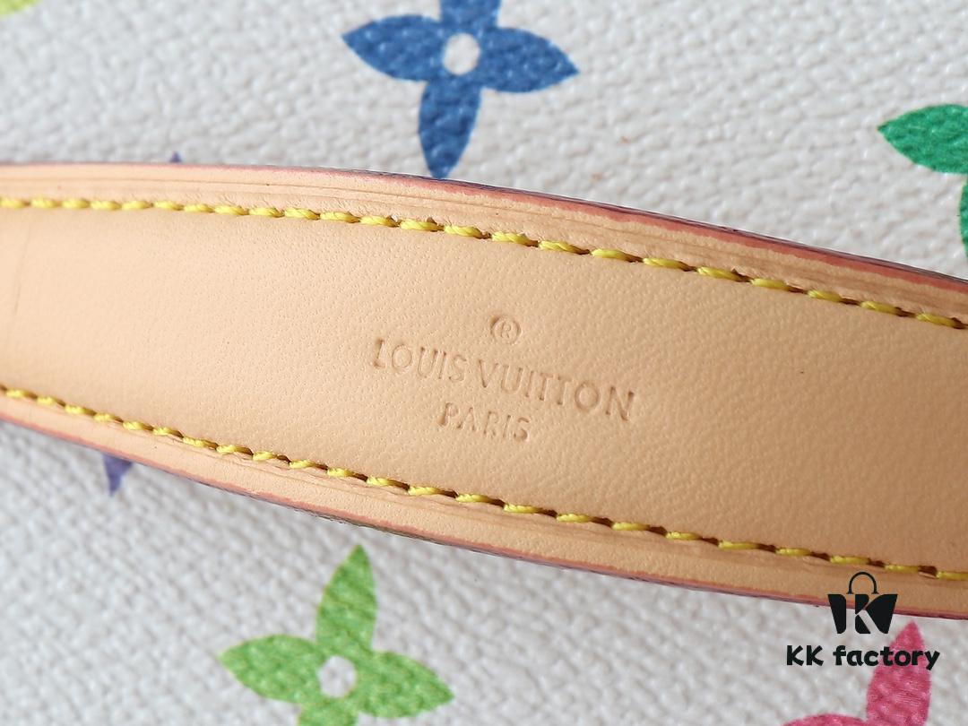 Upgraded Original M13747 M44495 M42265 M44936 M42263 LV Takashi Murakami Nice Mini Nano Cosmetic Pouch Featuring the Monogram Print in 33 Vibrant Colors, 2025 Collaboration of White Tricolor and Black Tricolor Twelve-Section Series by Takashi Murakami and LV, a Global Hit Loved by Celebrities