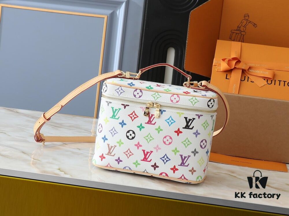 Upgraded Original M13747 M44495 M42265 M44936 M42263 LV Takashi Murakami Nice Mini Nano Pouch with Monogram Print in 33 Vibrant Colors, 2025 LV x Takashi Murakami Collaboration White Tricolor and Black Tricolor Twelve-Section Series, Popular Worldwide Among Celebrities