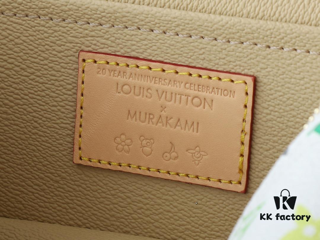 Upgraded Original M13747 M44495 M42265 M44936 M42263 LV Takashi Murakami Nice Mini Nano Cosmetic Pouch Featuring the Monogram Print in 33 Vibrant Colors, 2025 Collaboration of White Tricolor and Black Tricolor Twelve-Section Series by Takashi Murakami and LV, a Global Hit Loved by Celebrities