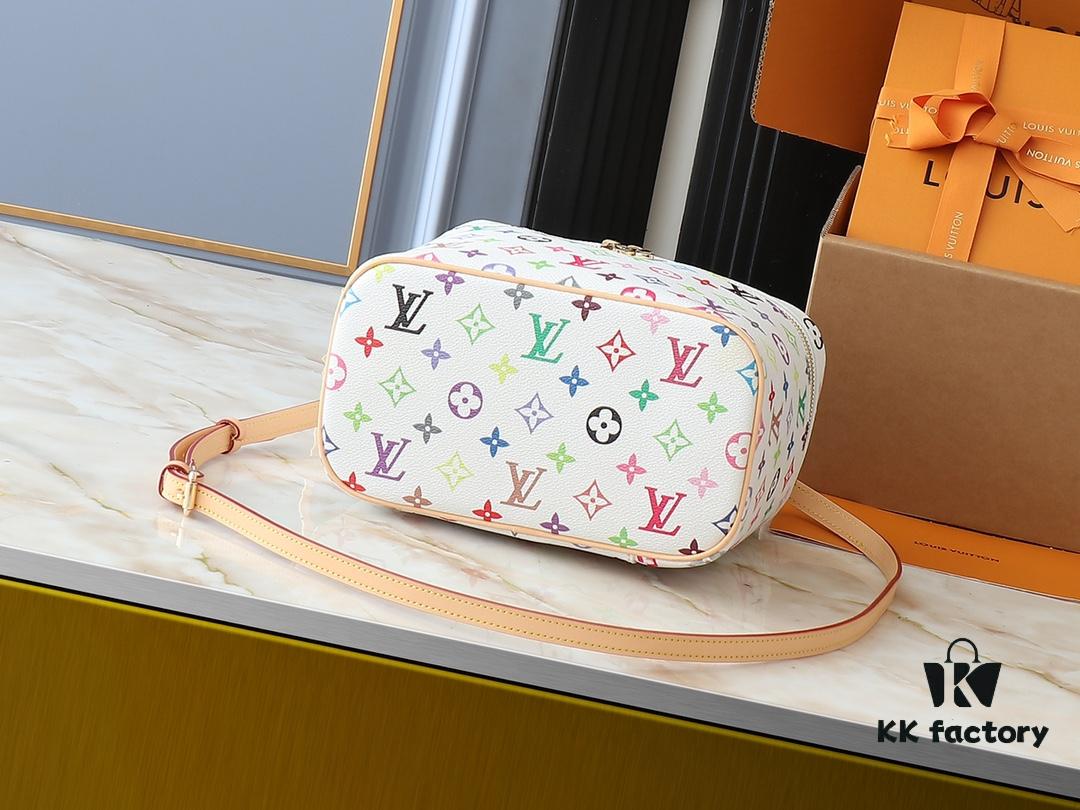 Upgraded Original M13747 M44495 M42265 M44936 M42263 LV Takashi Murakami Nice Mini Nano Pouch with Monogram Print in 33 Vibrant Colors, 2025 LV x Takashi Murakami Collaboration White Tricolor and Black Tricolor Twelve-Section Series, Popular Worldwide Among Celebrities