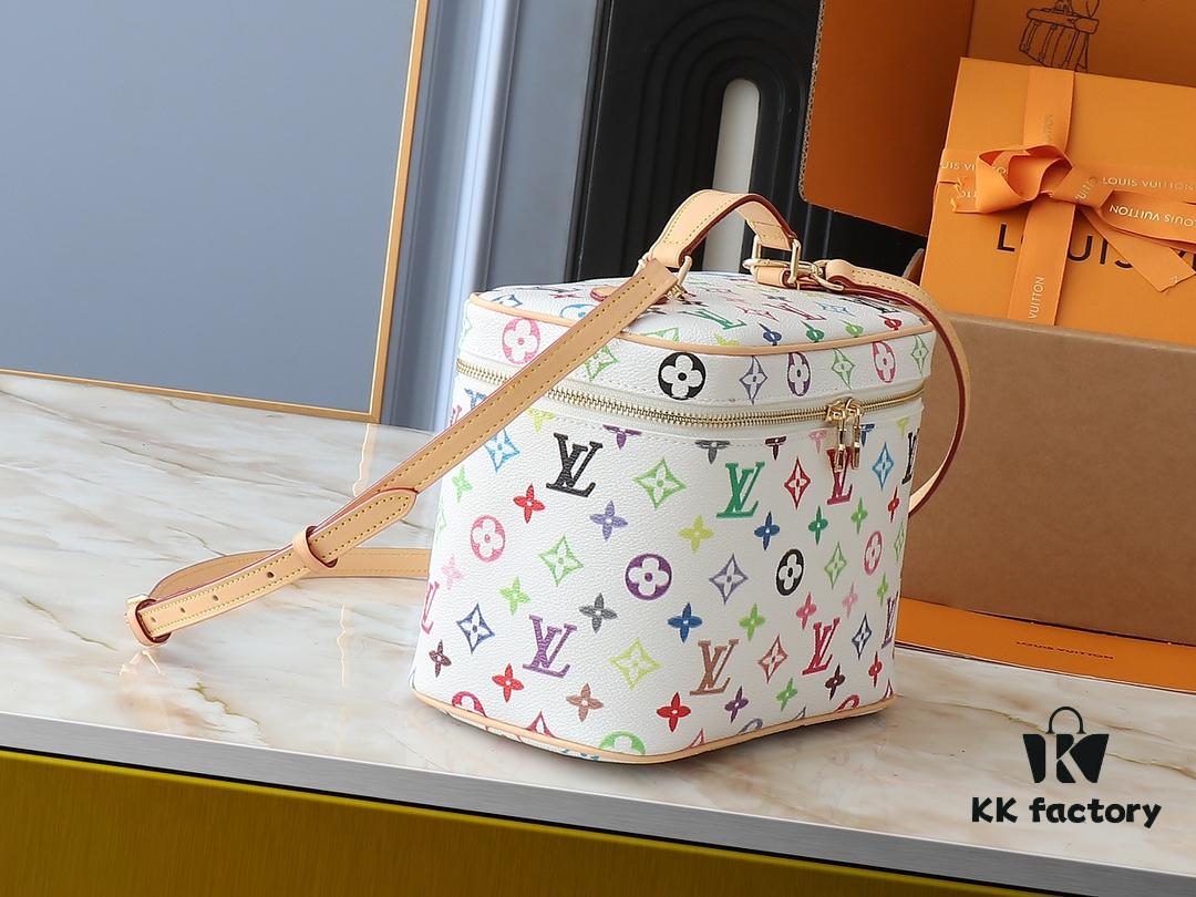 Upgraded Original M13747 M44495 M42265 M44936 M42263 LV Takashi Murakami Nice Mini Nano Pouch with Monogram Print in 33 Vibrant Colors, 2025 LV x Takashi Murakami Collaboration White Tricolor and Black Tricolor Twelve-Section Series, Popular Worldwide Among Celebrities