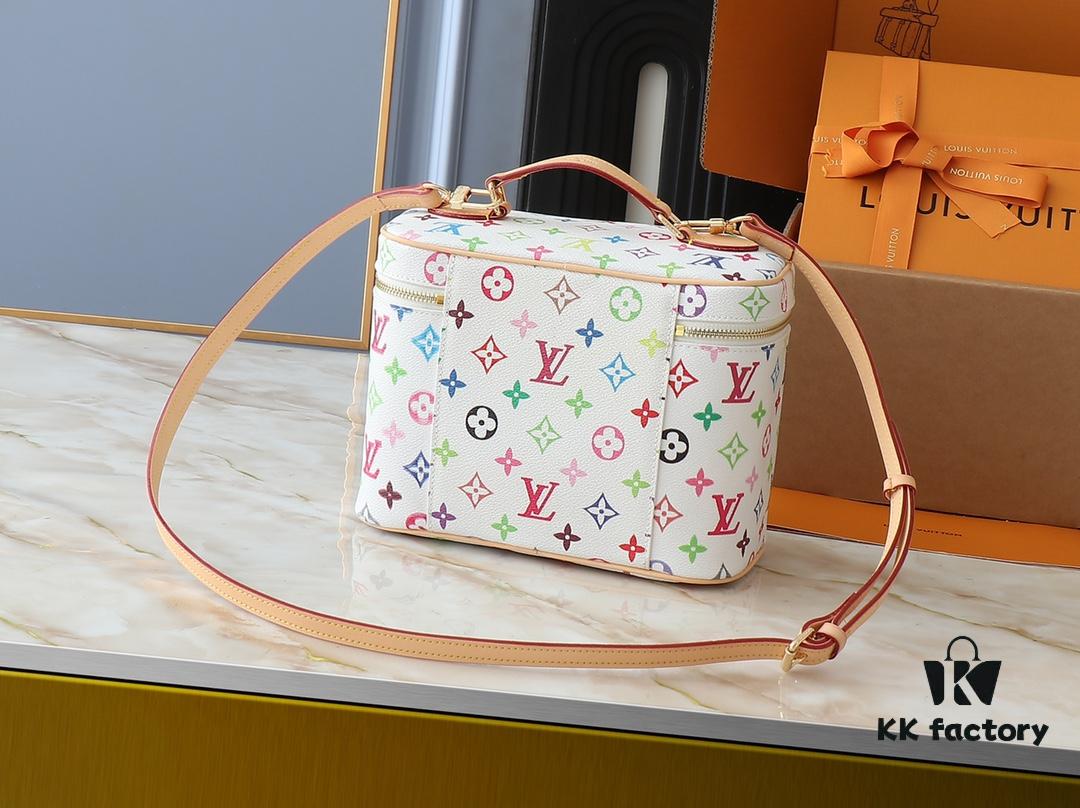 Upgraded Original M13747 M44495 M42265 M44936 M42263 LV Takashi Murakami Nice Mini Nano Pouch with Monogram Print in 33 Vibrant Colors, 2025 LV x Takashi Murakami Collaboration White Tricolor and Black Tricolor Twelve-Section Series, Popular Worldwide Among Celebrities