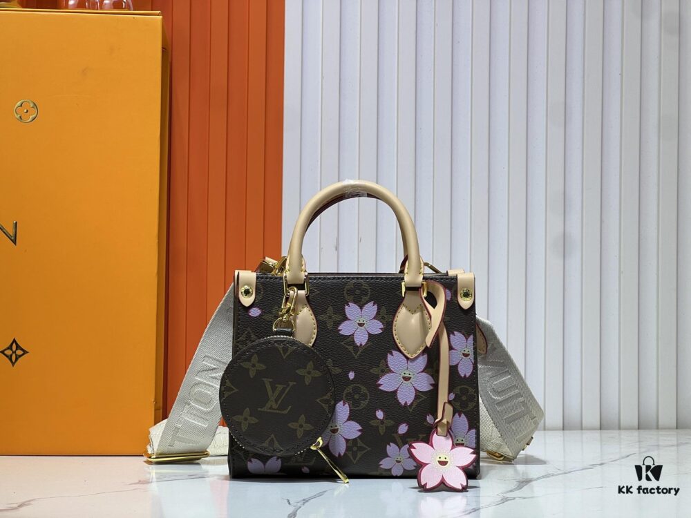 M45659 M46373🔥Lv & Murakami 🐼 Cherry Blossom 🌸 OnTheGo Small Size New Version