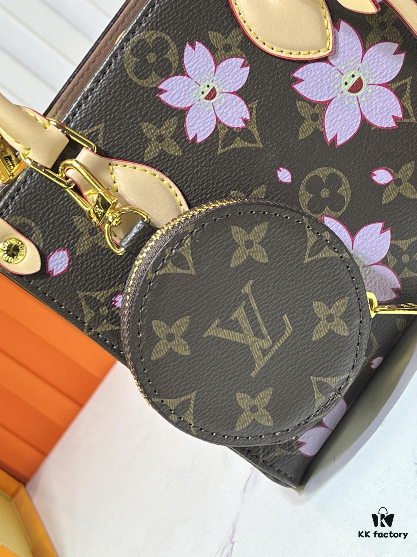 M45659 M46373🔥Lv & Murakami 🐼 Cherry Blossom 🌸 OnTheGo Small Size New Version