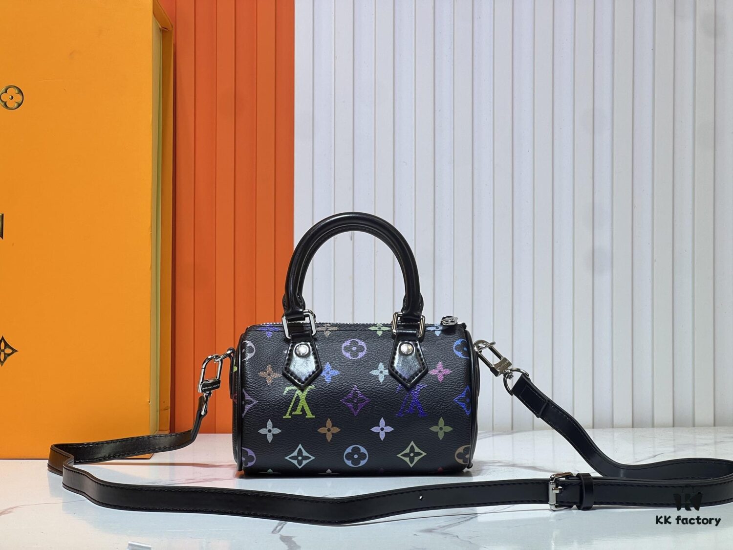 Upgraded Original M13391 M13406 M81085 LV x Takashi Murakami Nanospeedy Multicolor Black and White Handbag