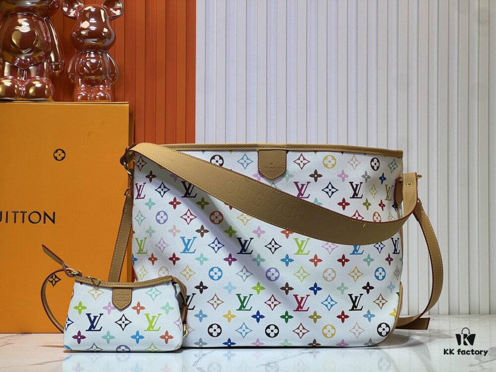 Upgraded Quality Exclusive Large White Color LV Vintage Tote Bag M44945, Super Popular Hottest New Arrival Early Spring Latest Style, Small All-Match LV Upgraded Shopping Bag, Recently LV's Creativity Is Bigger Than Ever, Unique and Classic Design Paired with Various Retro Colors and Decorations, Size 38