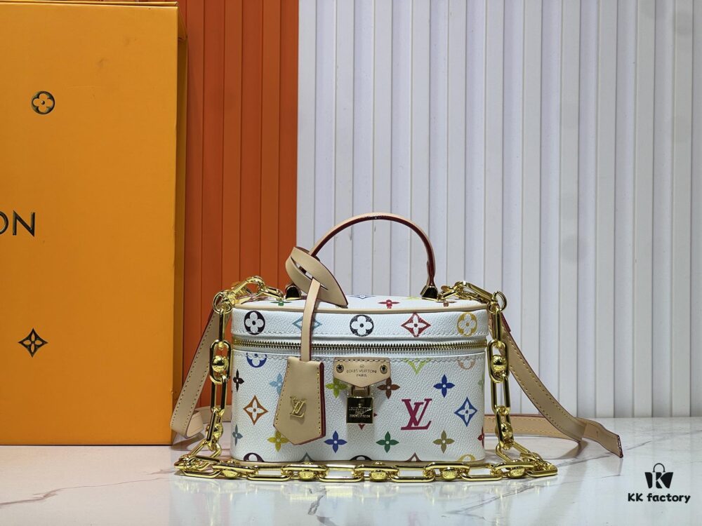 Murakami Takashi White Tricolor Upgrade Original Version M47125 M42264 Vanity Chain Pouch