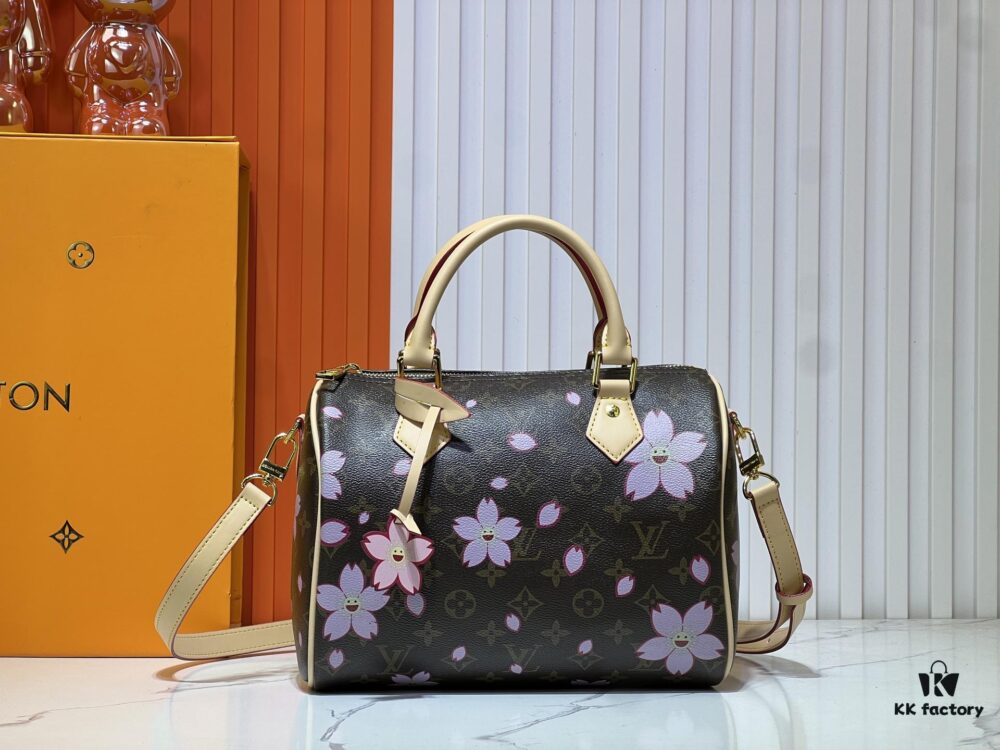 Upgraded Original M13805 M13257 M40390 LV x Murakami Collaboration Cherry Blossom 🌸 Nano Speedy Bag