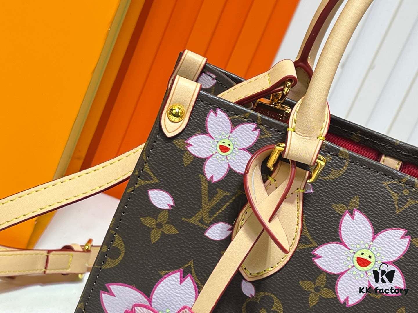 M45659 M13668!🔥Lv & Murakami Panda Cherry Blossom 🌸 OnTheGo Small Model New Version