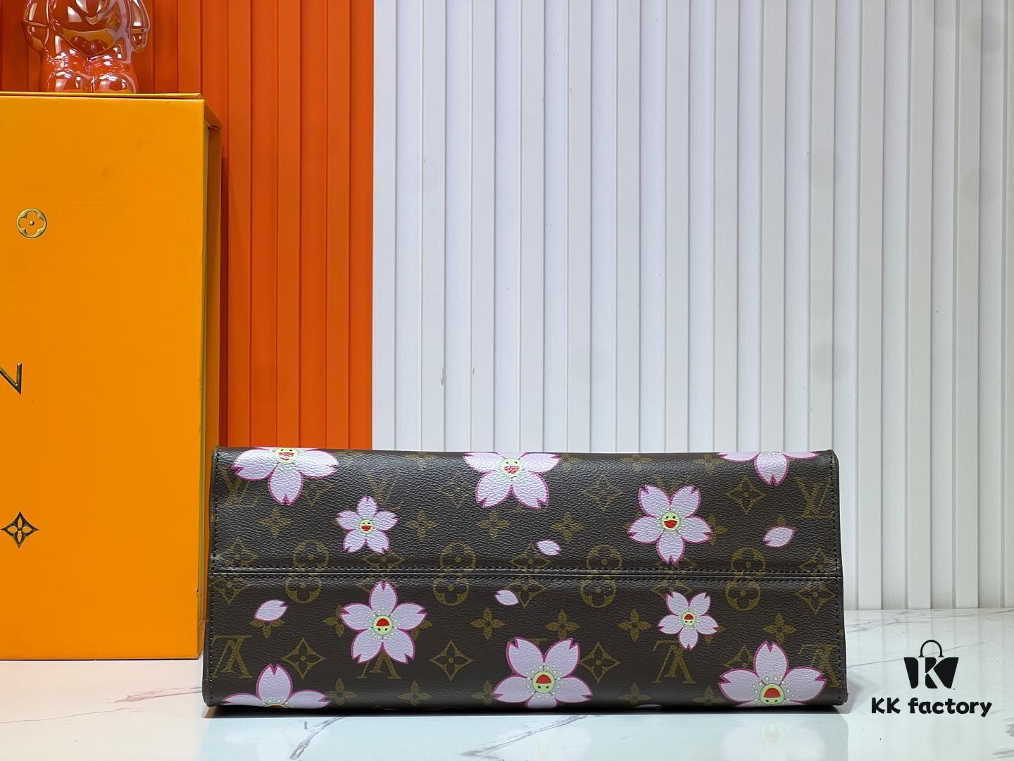 M45039 M13668!🔥Lv & Murakami Cherry Blossom 🌸 OnTheGo New Version Legendary ONTHEGO Tote Bag