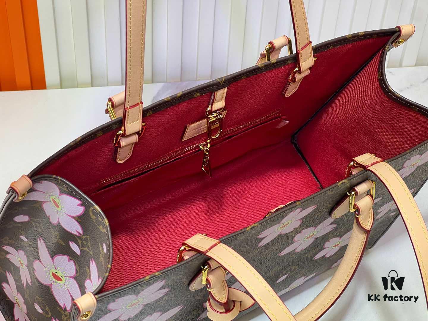 M45039 M13668!🔥Lv & Murakami Cherry Blossom 🌸 OnTheGo New Version Legendary ONTHEGO Tote Bag