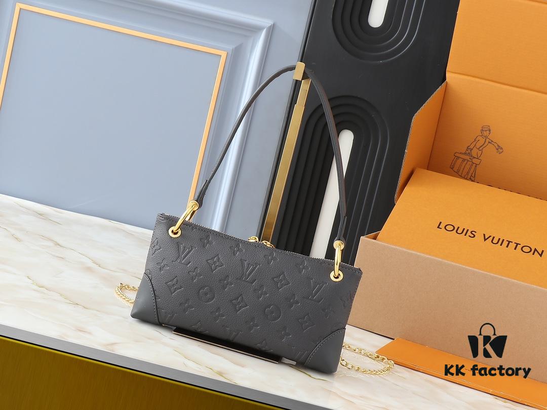 Upgraded Original 🔥Chain Strap🔥 M12174 Pochette Sèvres from LV Ski Collection, Ready to Shine in 'Glittering' Gunmetal Tone